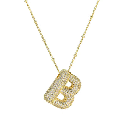 Wholesale Casual Hip-Hop Rock Letter 304 Stainless Steel Copper Inlay 18K Gold Plated Zircon Pendant Necklace