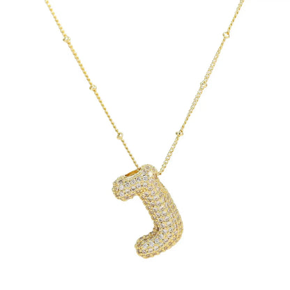 Wholesale Casual Hip-Hop Rock Letter 304 Stainless Steel Copper Inlay 18K Gold Plated Zircon Pendant Necklace