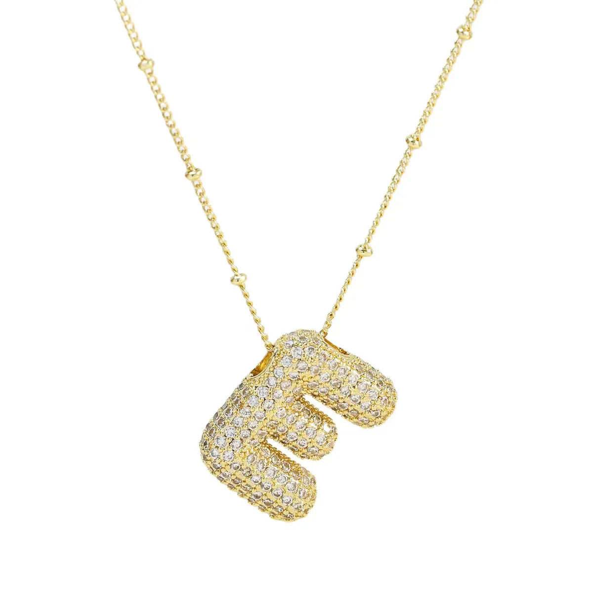 Wholesale Casual Hip-Hop Rock Letter 304 Stainless Steel Copper Inlay 18K Gold Plated Zircon Pendant Necklace