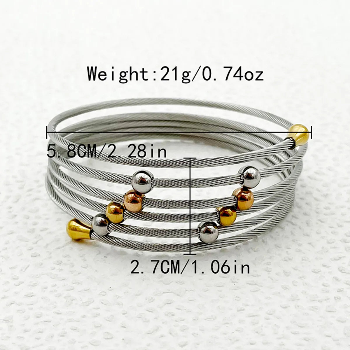 Casual Simple Style Artistic Circle Stainless Steel Layered Plating Gold Plated Bangle