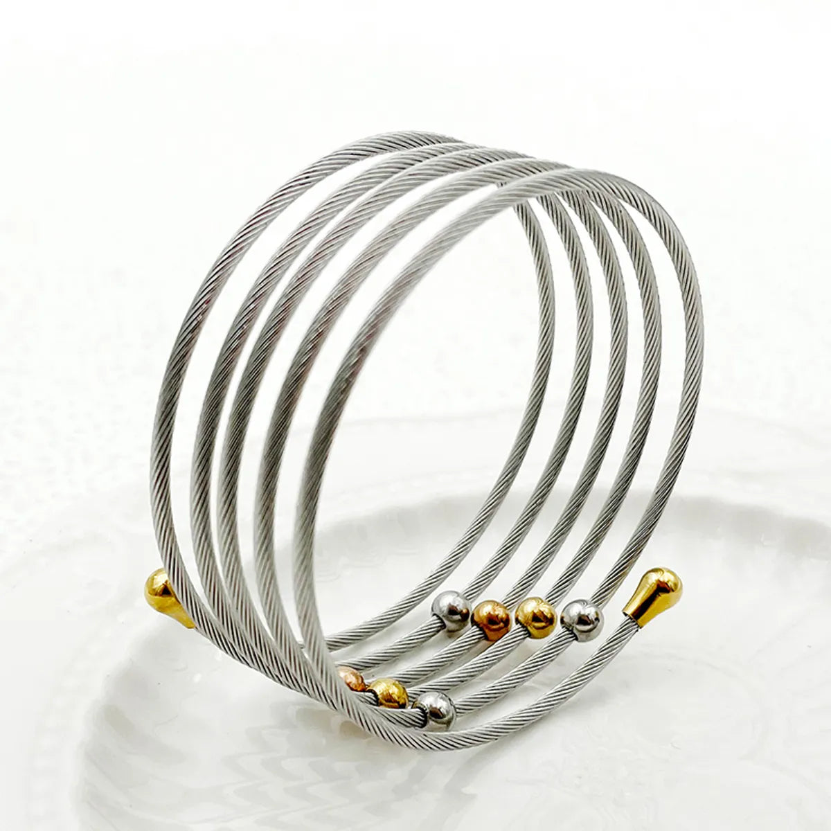 Casual Simple Style Artistic Circle Stainless Steel Layered Plating Gold Plated Bangle