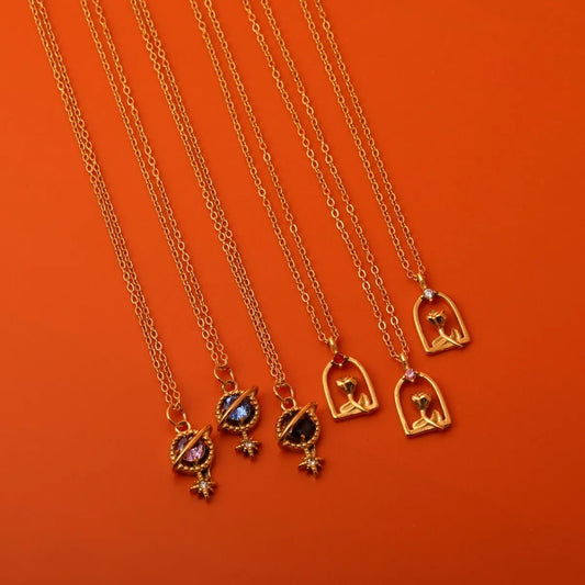 Wholesale Casual Simple Style Color Block Titanium Steel Plating 18k Gold Plated Pendant Necklace