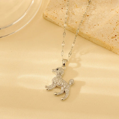 Wholesale Casual Simple Style Dog Copper Plating Inlay 18K Gold Plated Zircon Pendant Necklace