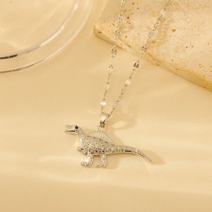 Wholesale Casual Simple Style Dog Copper Plating Inlay 18K Gold Plated Zircon Pendant Necklace