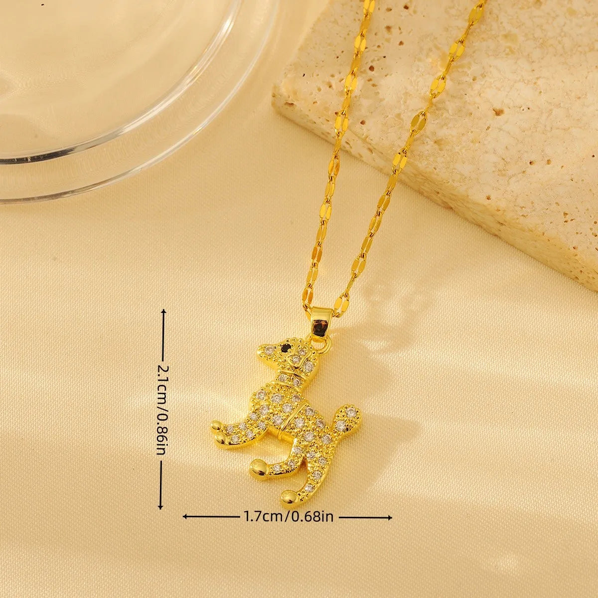 Wholesale Casual Simple Style Dog Copper Plating Inlay 18K Gold Plated Zircon Pendant Necklace