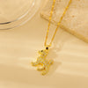 Wholesale Casual Simple Style Dog Copper Plating Inlay 18K Gold Plated Zircon Pendant Necklace