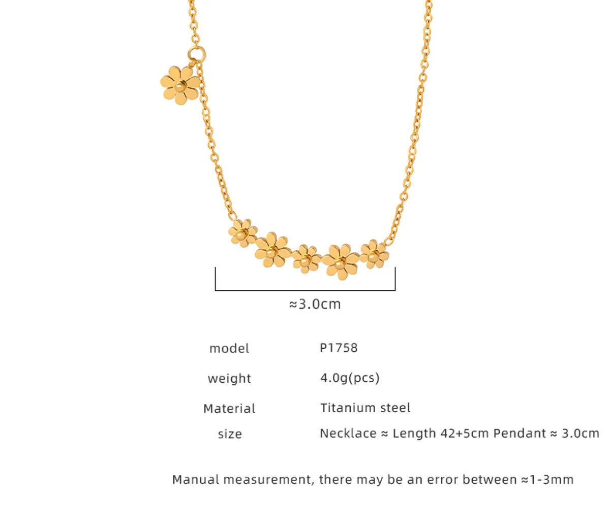 Wholesale Casual Simple Style Flower Titanium Steel Plating 18k Gold Plated Pendant Necklace