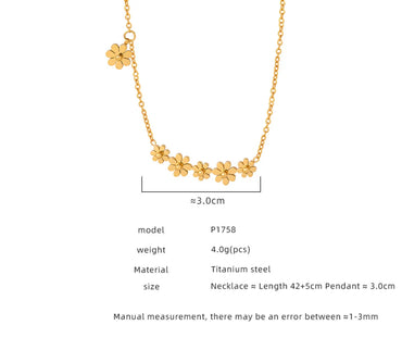 Wholesale Casual Simple Style Flower Titanium Steel Plating 18k Gold Plated Pendant Necklace