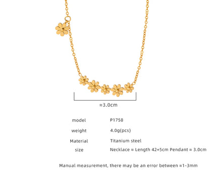 Wholesale Casual Simple Style Flower Titanium Steel Plating 18k Gold Plated Pendant Necklace