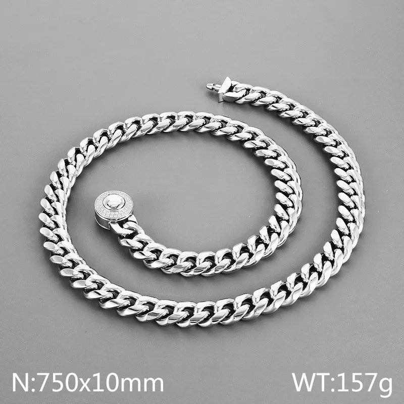 Wholesale Jewelry Casual Simple Style Geometric Titanium Steel Rhinestones 18K Gold Plated Polishing Inlay Bracelets Necklace