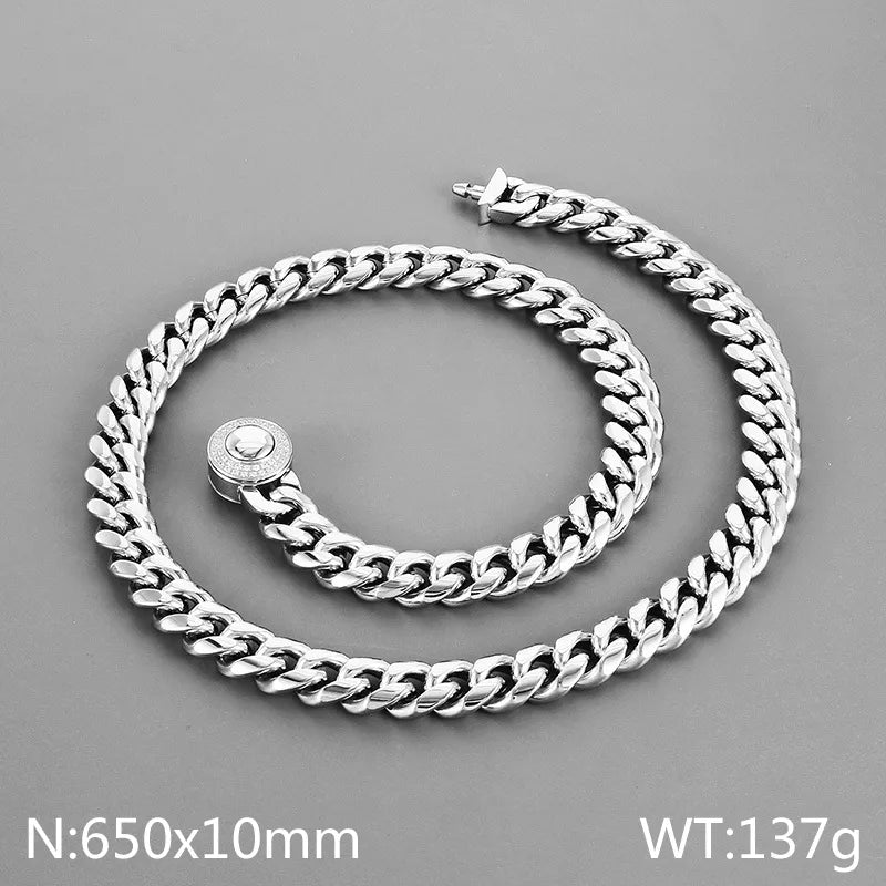 Wholesale Jewelry Casual Simple Style Geometric Titanium Steel Rhinestones 18K Gold Plated Polishing Inlay Bracelets Necklace