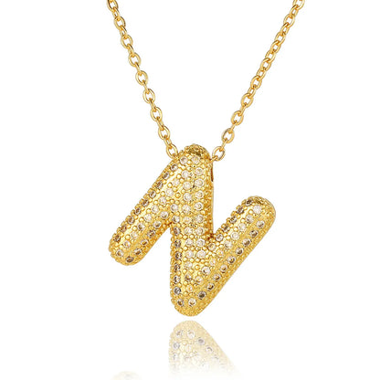 Wholesale Casual Simple Style Letter Copper Plating Inlay Zircon Pendant Necklace