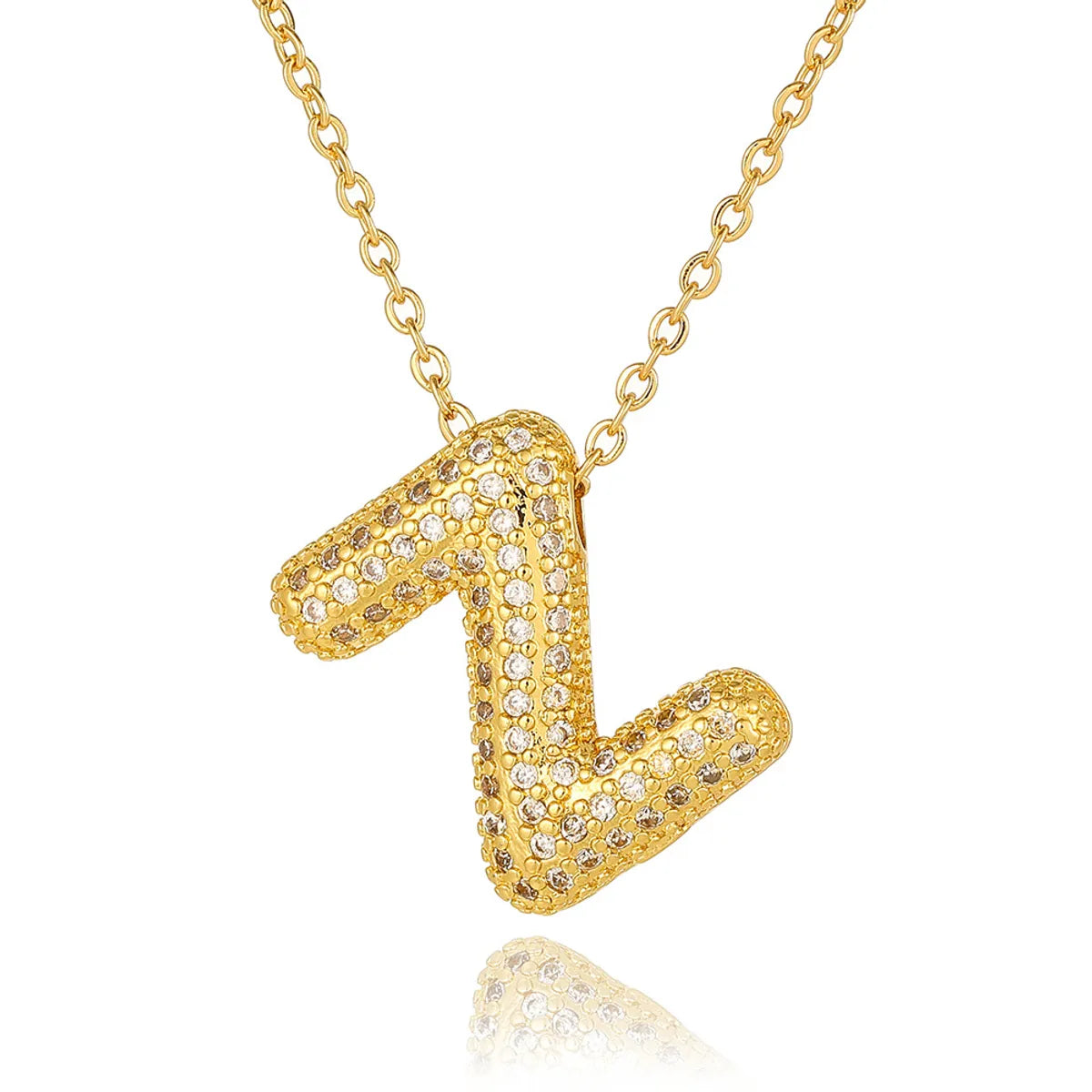 Wholesale Casual Simple Style Letter Copper Plating Inlay Zircon Pendant Necklace