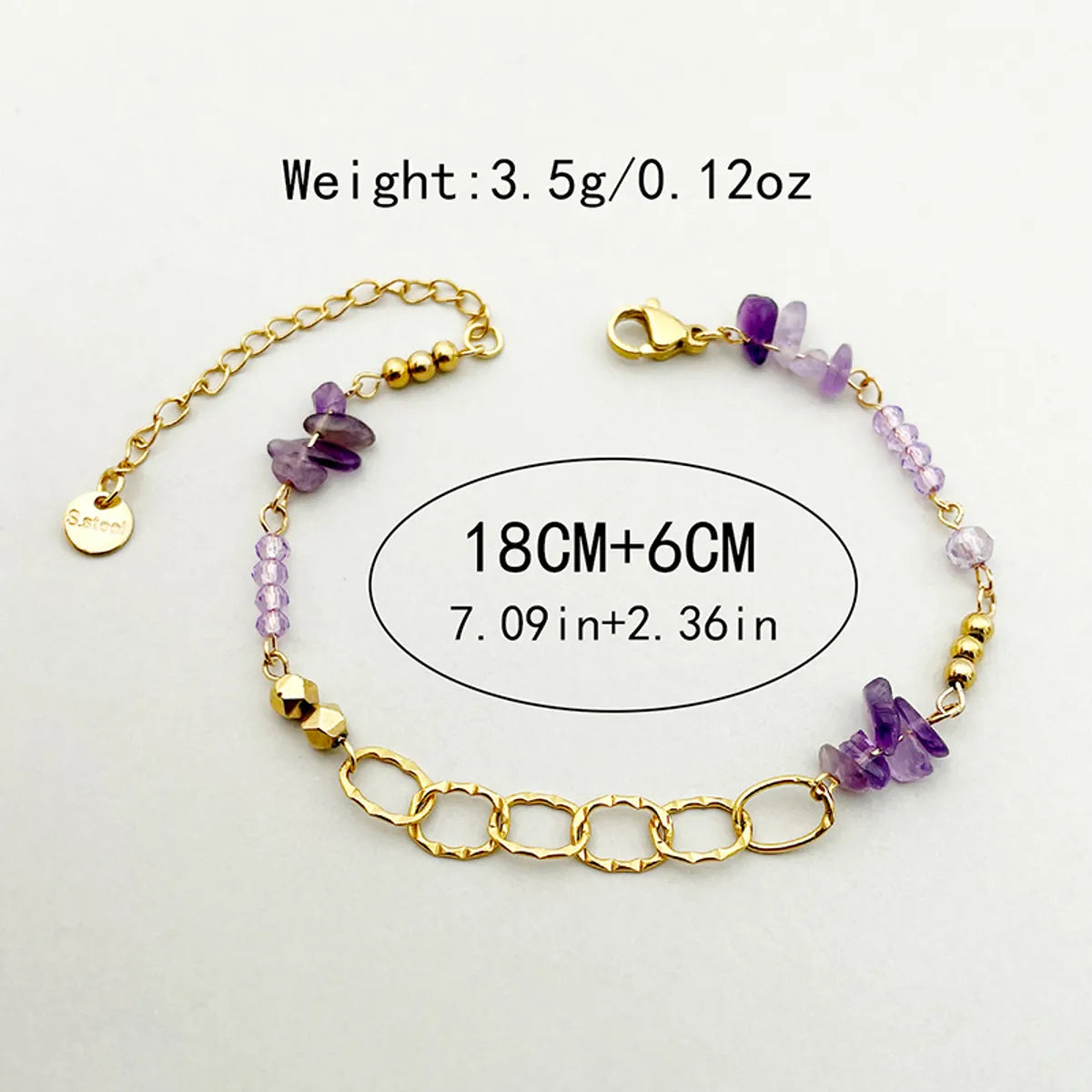 Casual Simple Style Oval Stainless Steel Crystal Plating Gold Plated Bracelets