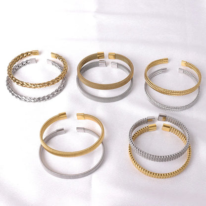 Casual Simple Style Solid Color Stainless Steel Plating Bangle