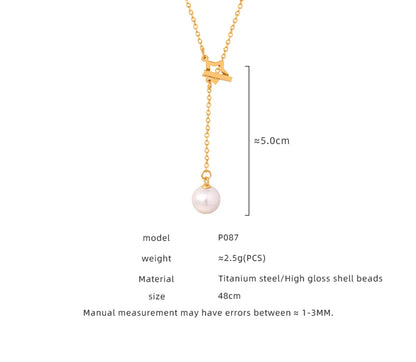 Casual Star Artificial Pearl Titanium Steel Plating 18k Gold Plated Necklace