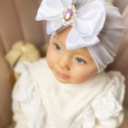 Wholesale Children'S Solid Color Big Bow Rhinestone Hedging Hat Nihaojewelry