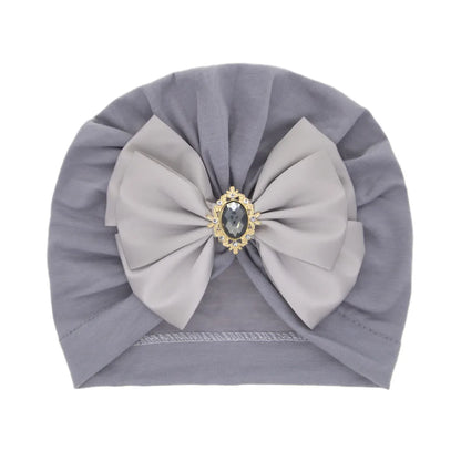 Wholesale Children'S Solid Color Big Bow Rhinestone Hedging Hat Nihaojewelry