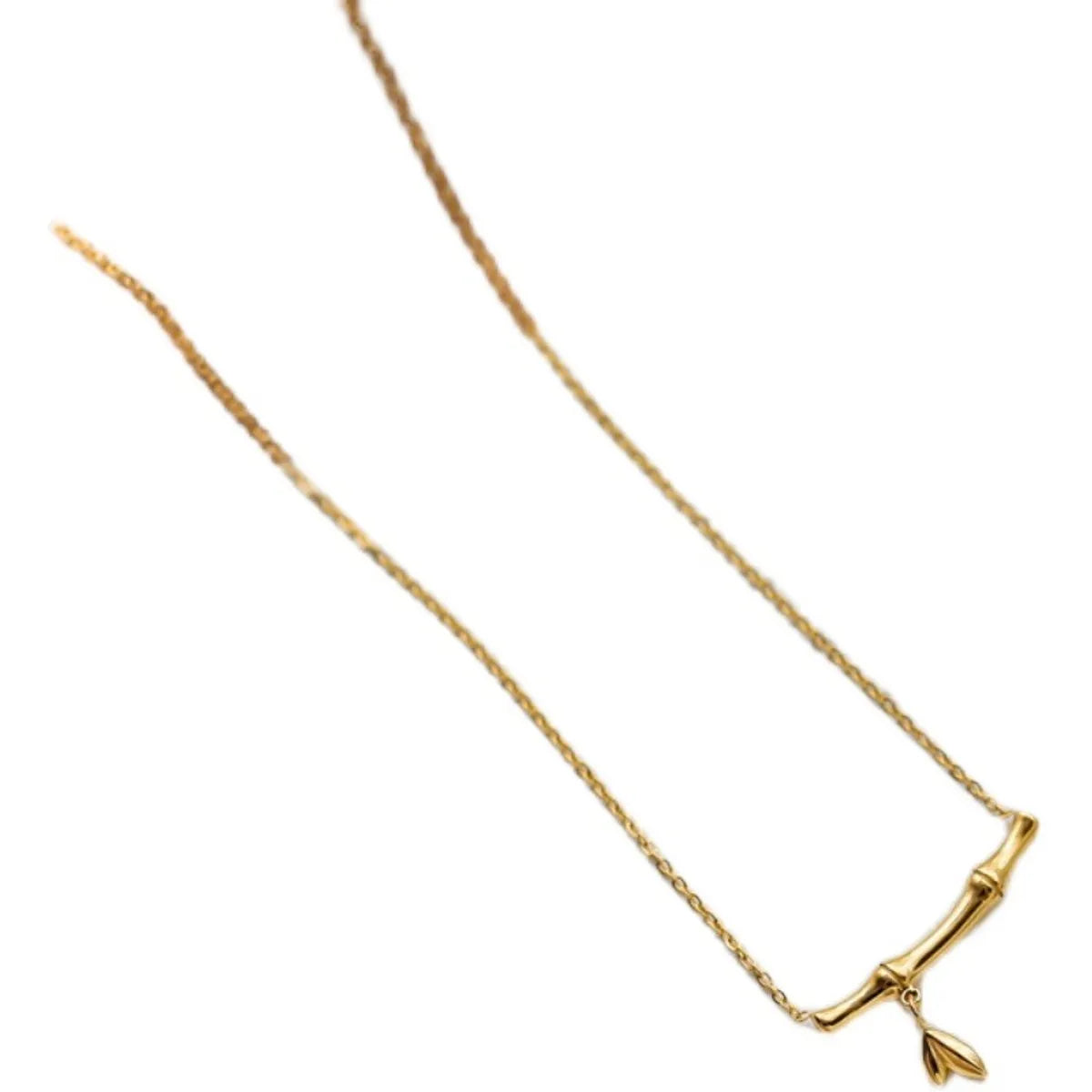 Wholesale Chinoiserie Bamboo Titanium Steel 18k Gold Plated Necklace