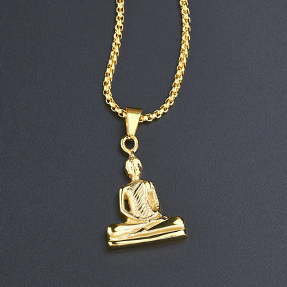 Wholesale Chinoiserie Solid Color Stainless Steel Plating Gold Plated Pendant Necklace