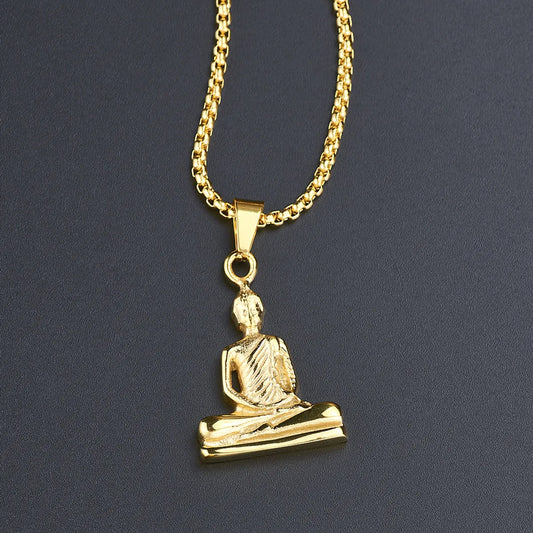 Wholesale Chinoiserie Solid Color Stainless Steel Plating Gold Plated Pendant Necklace