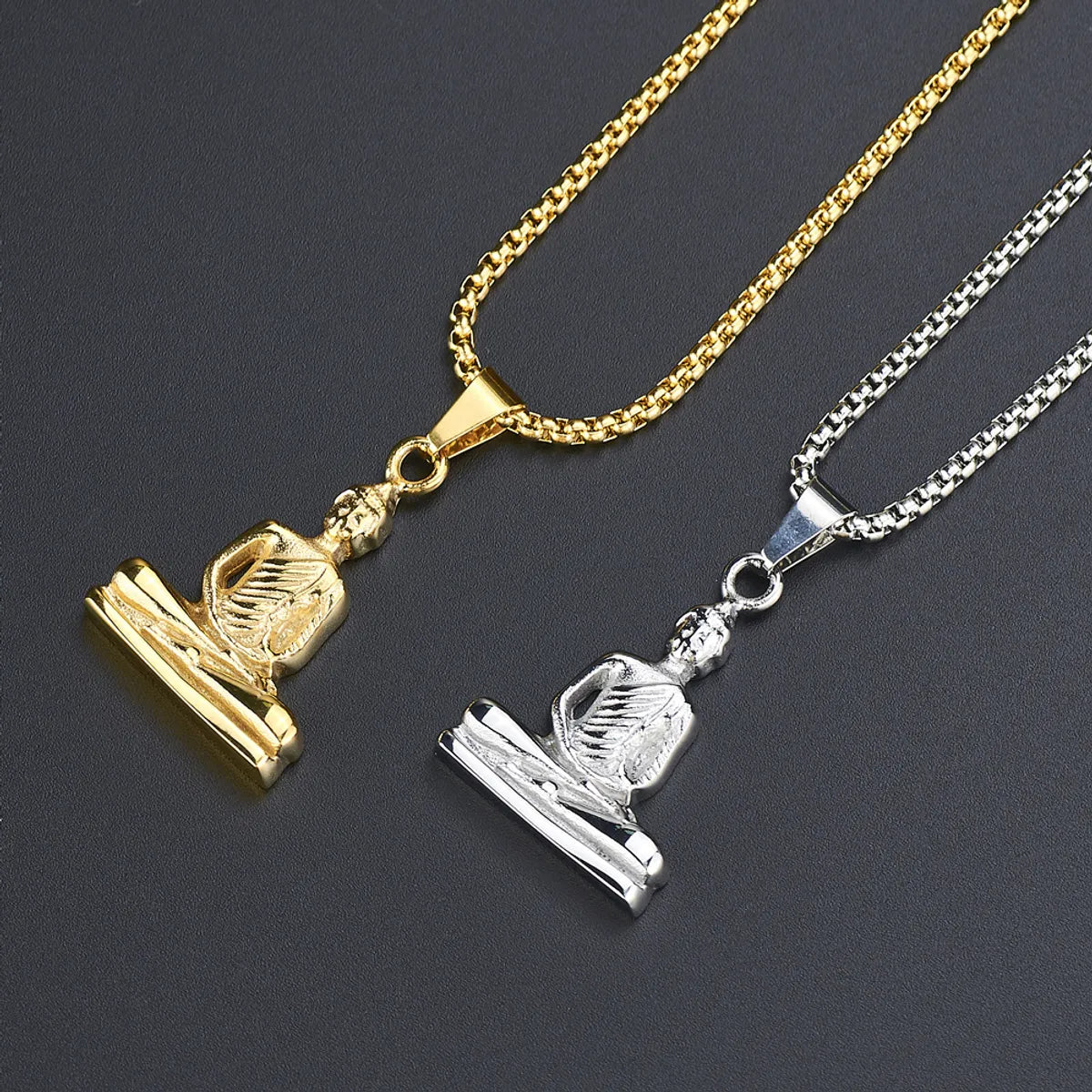 Wholesale Chinoiserie Solid Color Stainless Steel Plating Gold Plated Pendant Necklace