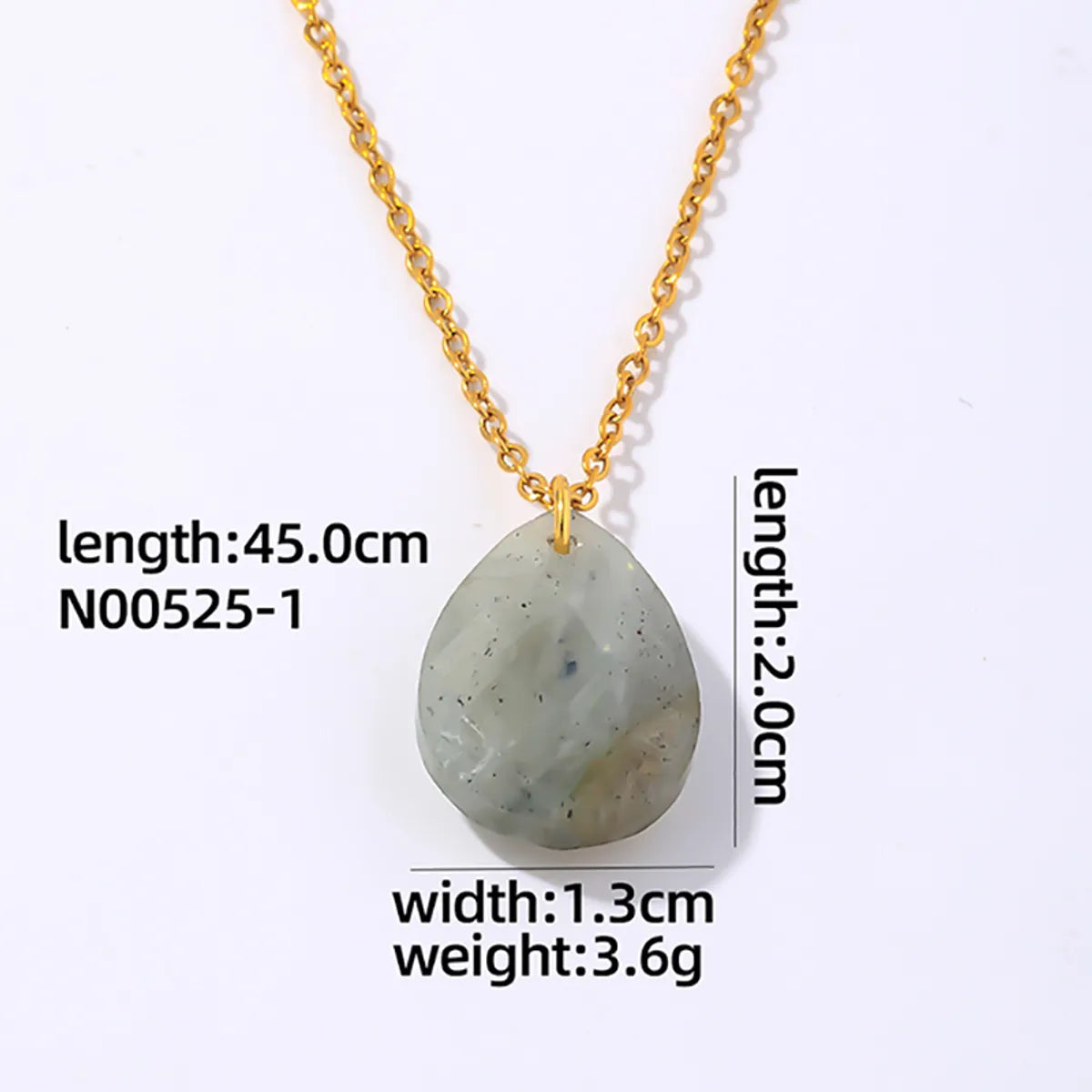 Wholesale Jewelry Classic Style Color Block Water Droplets 304 Stainless Steel Natural Stone K Gold Plated Polishing Pendant Necklace