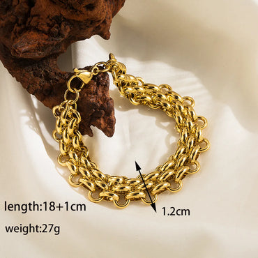 Wholesale Classic Style Solid Color Stainless Steel Plating 18k Gold Plated Bracelets Necklace