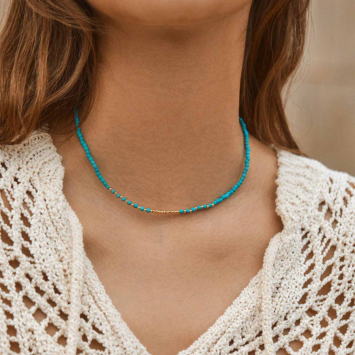 Wholesale Classic Style Streetwear Geometric Turquoise Copper Necklace