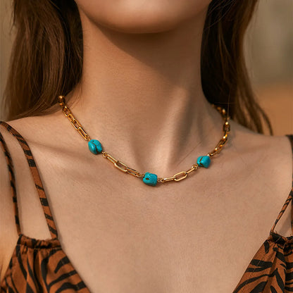 Wholesale Classic Style Streetwear Geometric Turquoise Copper Necklace