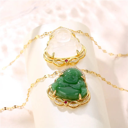 Wholesale Jewelry Classical Portrait 201 Stainless Steel Jade Zircon 18K Gold Plated Plating Inlay Pendant Necklace