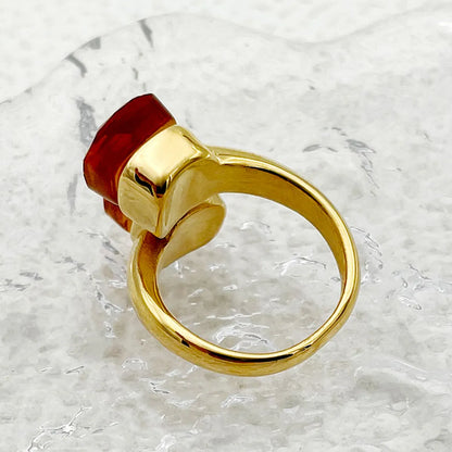 304 Stainless Steel Gold Plated Commute Plating Geometric Natural Stone Rings