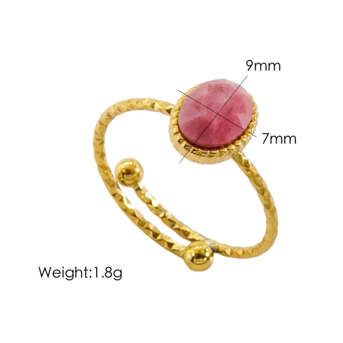 Wholesale Commute Round Stainless Steel Plating Inlay 14k Gold Plated Artificial Gemstones Open Rings