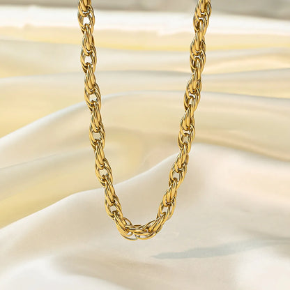 Wholesale Commute Waves Titanium Steel Plating Chain 18k Gold Plated Necklace