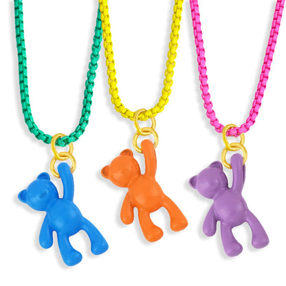 Wholesale Cute Color Bear Pendant Copper Necklace Nihaojewelry