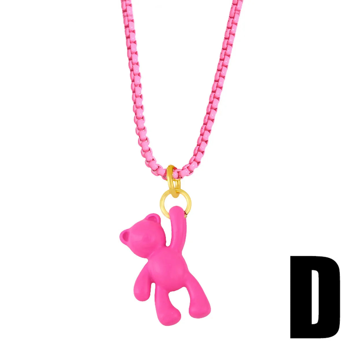 Wholesale Cute Color Bear Pendant Copper Necklace Nihaojewelry