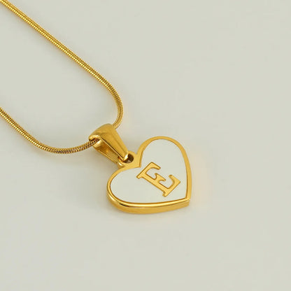 304 Stainless Steel 18K Gold Plated Cute Polishing Plating Inlay Heart Shape Shell Pendant Necklace