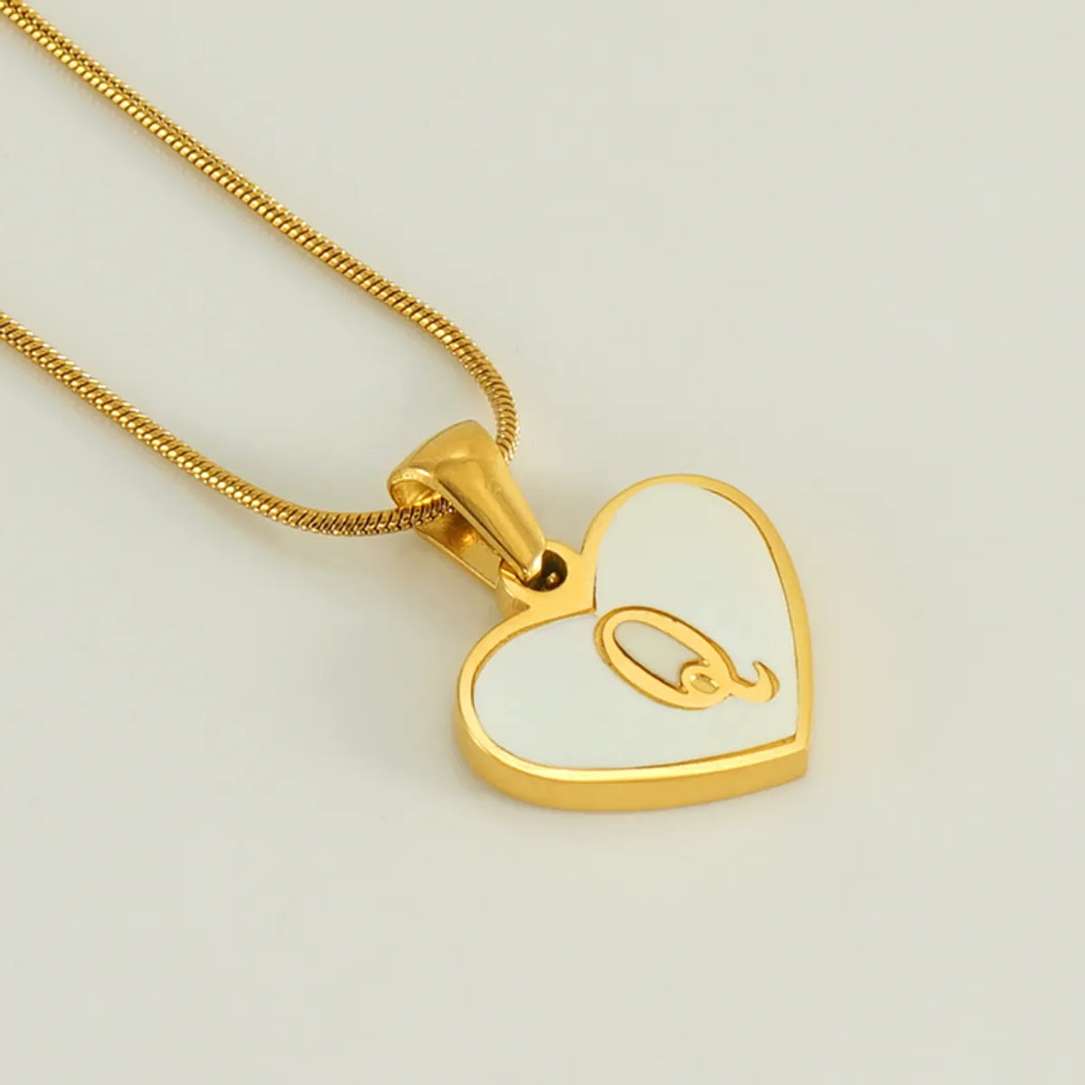 304 Stainless Steel 18K Gold Plated Cute Polishing Plating Inlay Heart Shape Shell Pendant Necklace