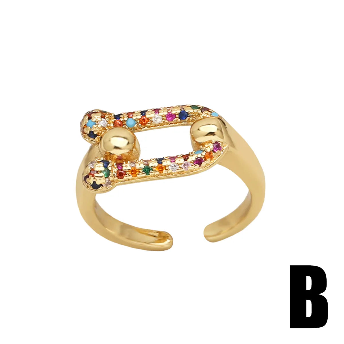 Wholesale Cute Modern Style Simple Style Bear Copper Plating Inlay 18K Gold Plated Zircon Rings