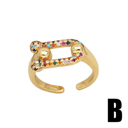 Wholesale Cute Modern Style Simple Style Bear Copper Plating Inlay 18K Gold Plated Zircon Rings