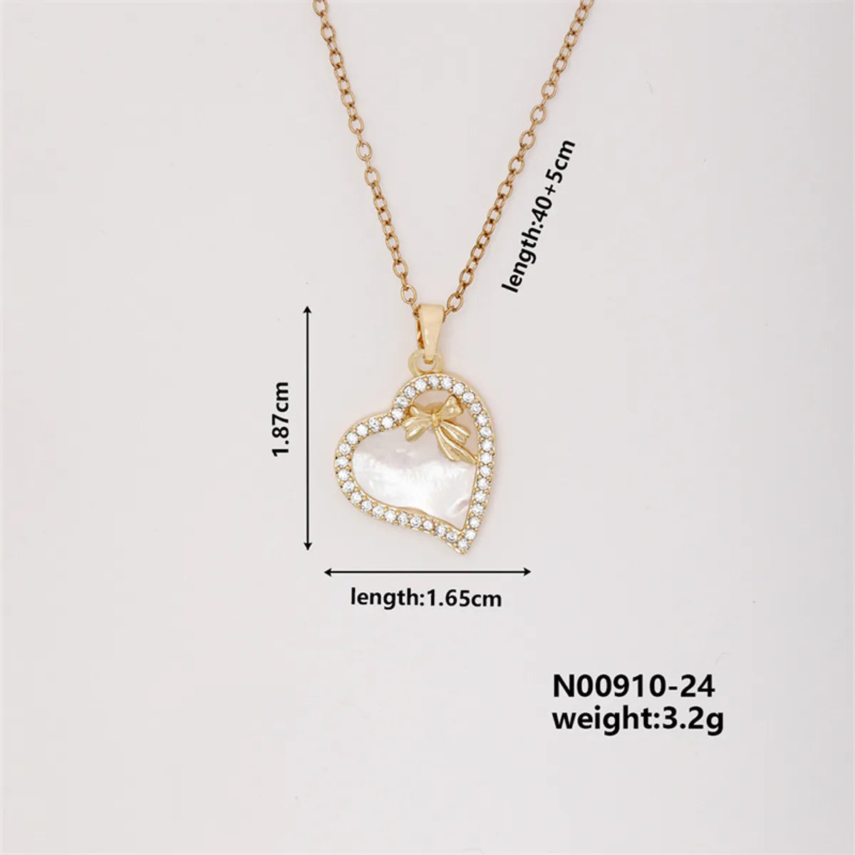 Wholesale Cute Romantic Sweet Paw Print Heart Shape Bow Knot 304 Stainless Steel Copper Inlay K Gold Plated Shell Zircon Pendant Necklace