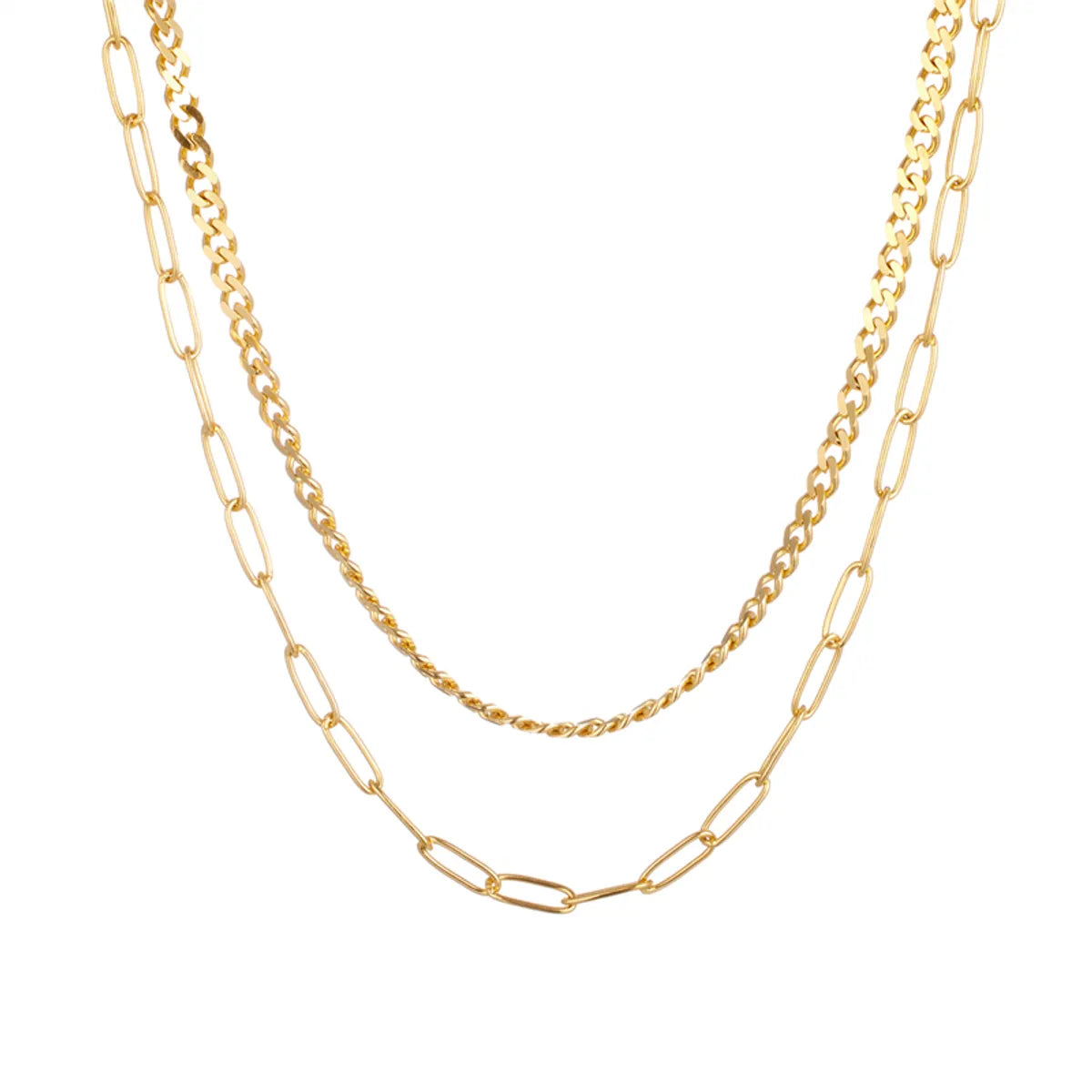 Wholesale Cute Solid Color Stainless Steel Beaded Plating 18k Gold Plated Double Layer Necklaces