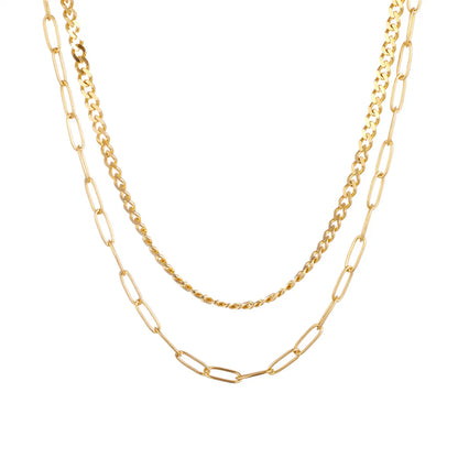 Wholesale Cute Solid Color Stainless Steel Beaded Plating 18k Gold Plated Double Layer Necklaces