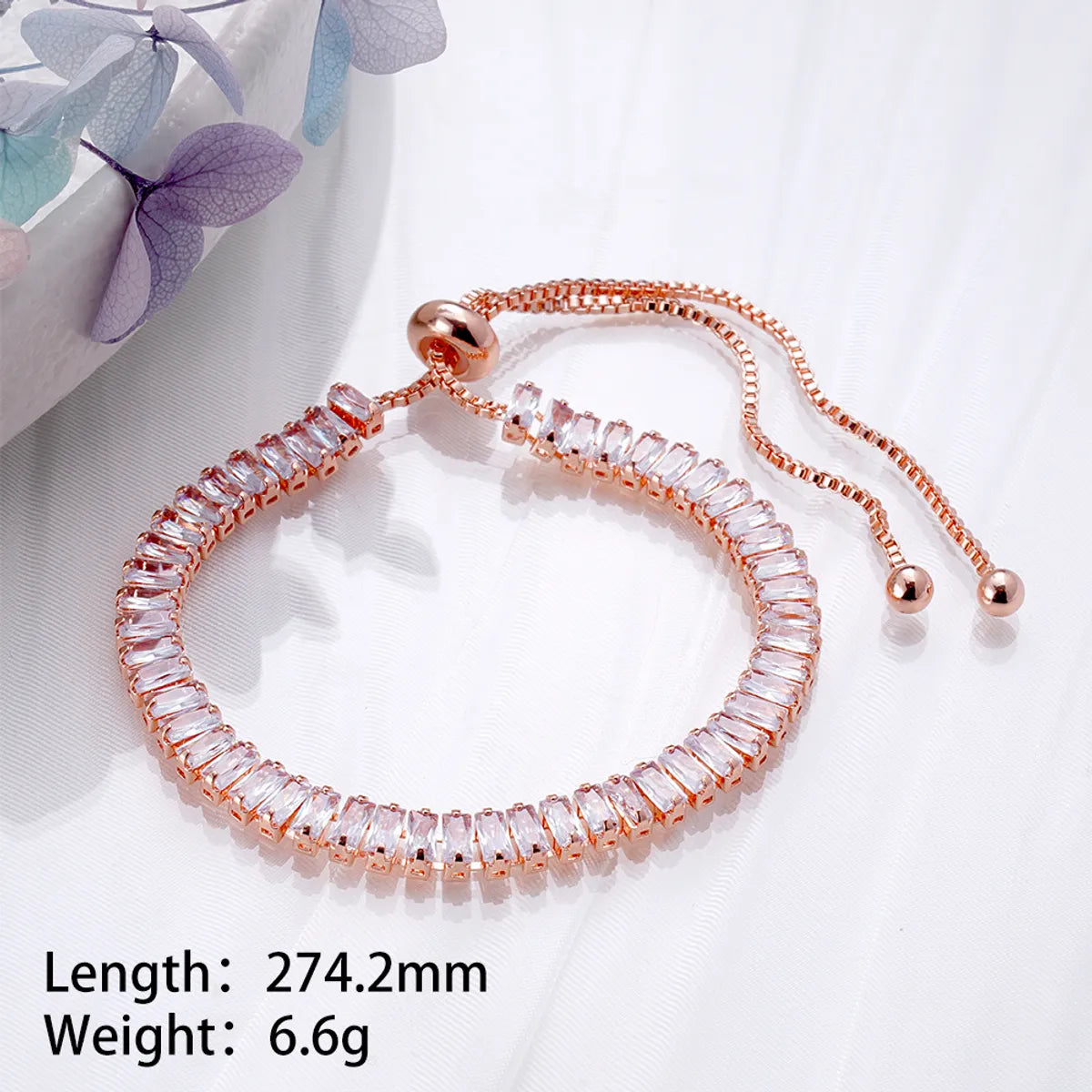 Wholesale Cute Sweet Color Block Copper Plating Inlay 18K Gold Plated Rose Gold Plated White Gold Plated Zircon Tennis Bracelet