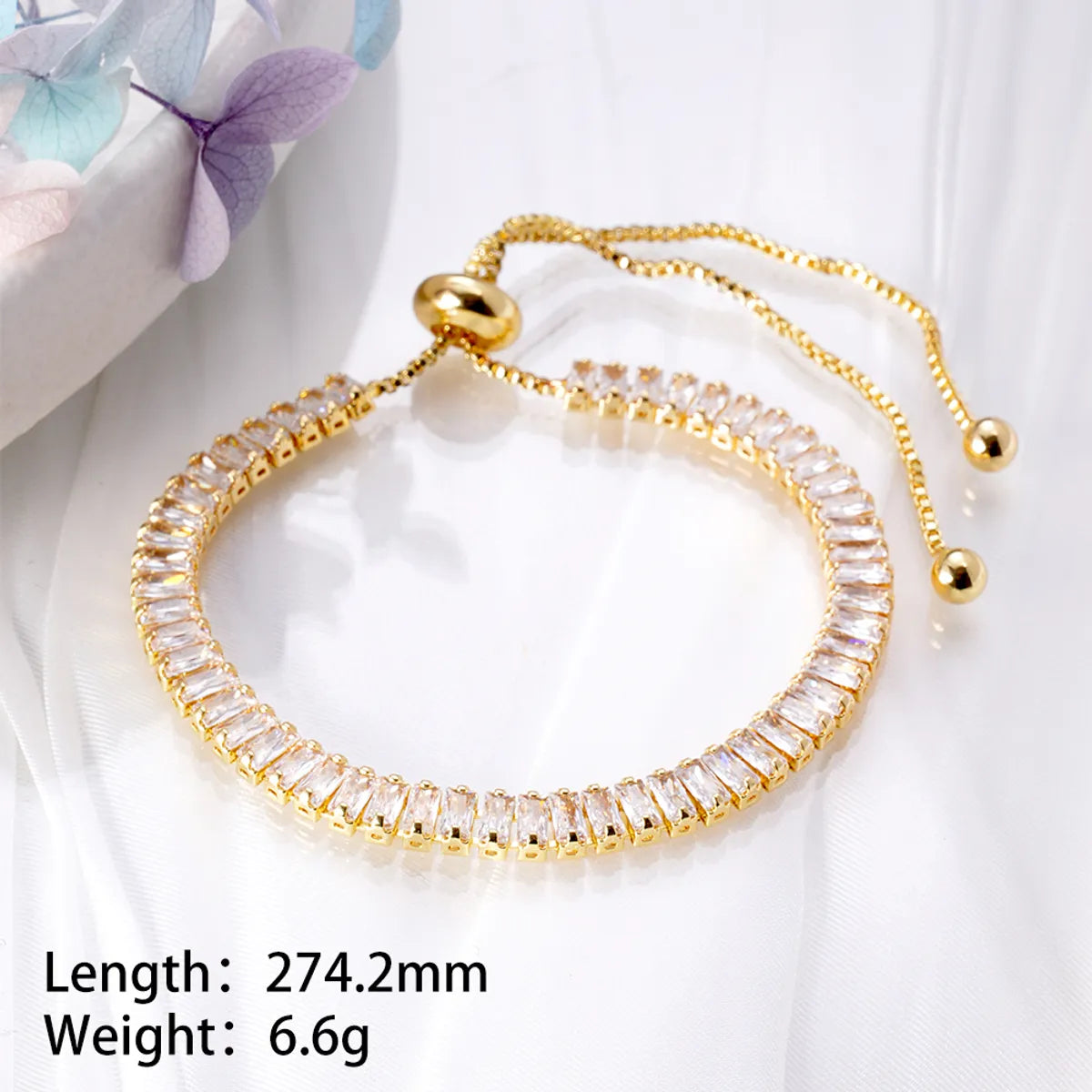 Wholesale Cute Sweet Color Block Copper Plating Inlay 18K Gold Plated Rose Gold Plated White Gold Plated Zircon Tennis Bracelet