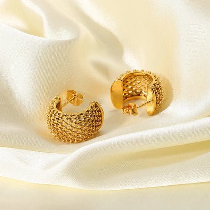 C Shape Plating Stainless Steel No Inlaid Gold Plated Earrings