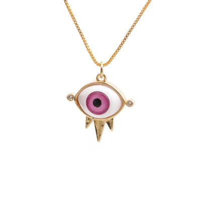 Wholesale Dripping Evil Eye Copper Zircon Pendant Necklace