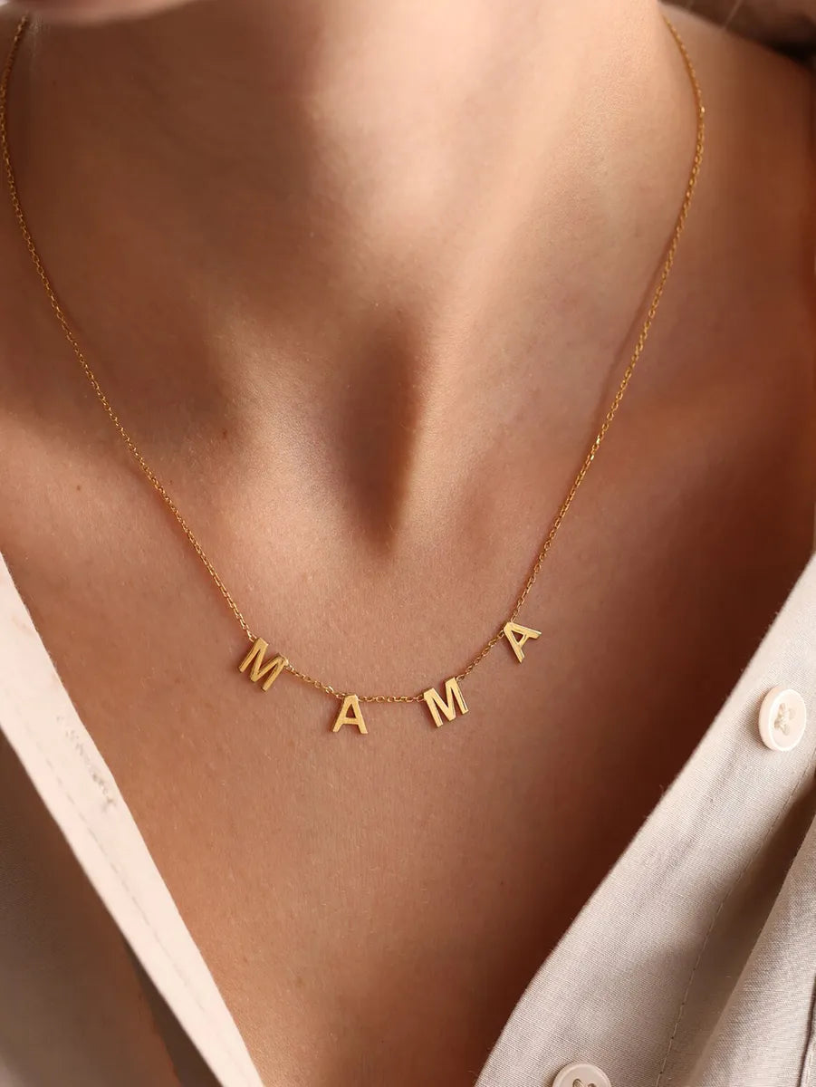 Wholesale Elegant Basic Letter Stainless Steel Plating 18k Gold Plated Necklace