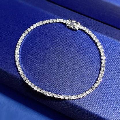 Wholesale Elegant Classic Style Round Sterling Silver Inlay Zircon Bracelets