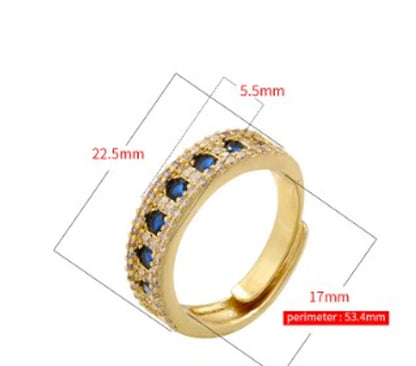 Wholesale Elegant Color Block Copper Plating Inlay Zircon Open Rings